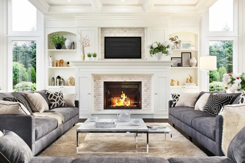 Living room with fireplace design