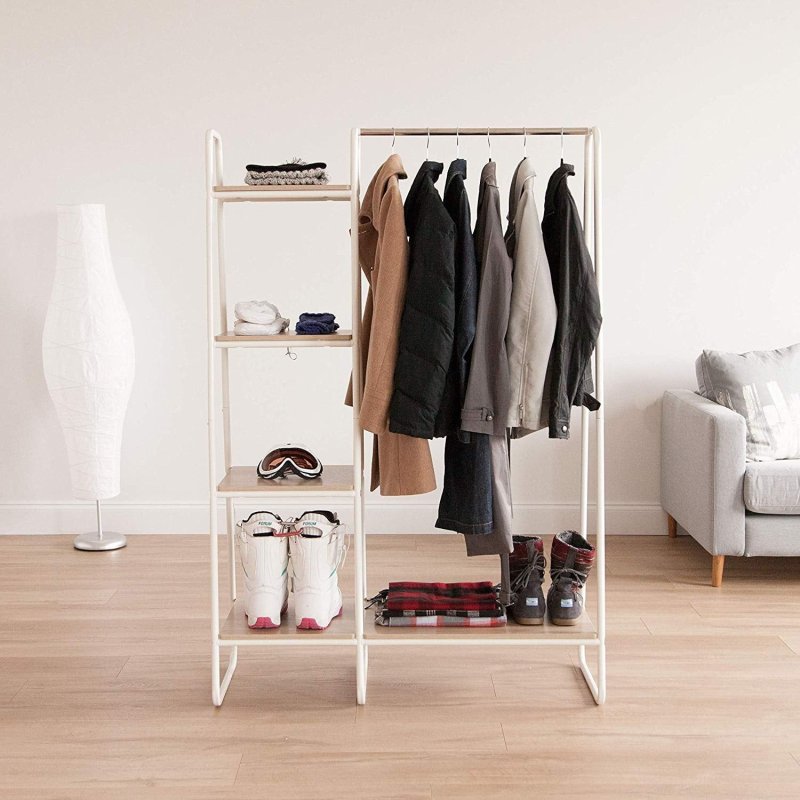 Floor hanger for clothes with shelves