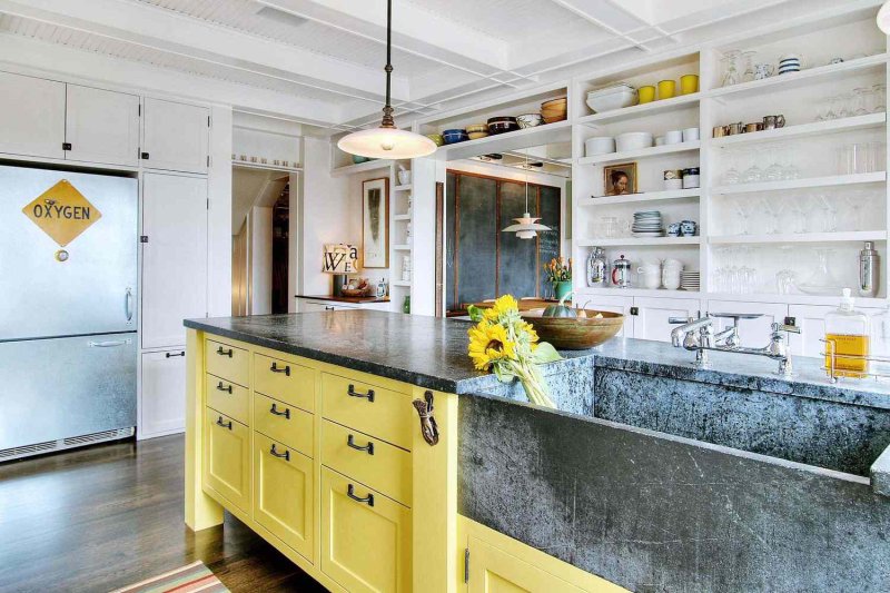 Kitchen decor in yellow colors