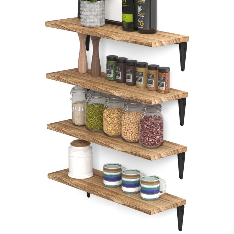 Wooden shelves