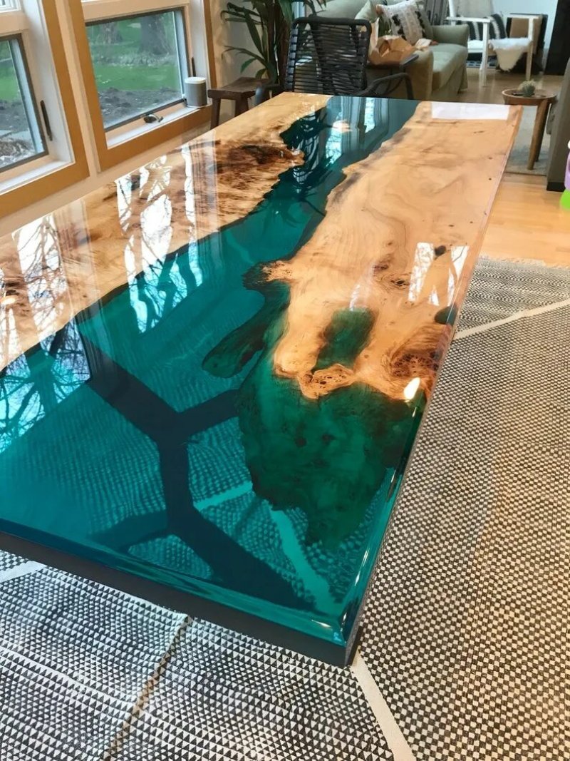 Wooden table and epoxy resin