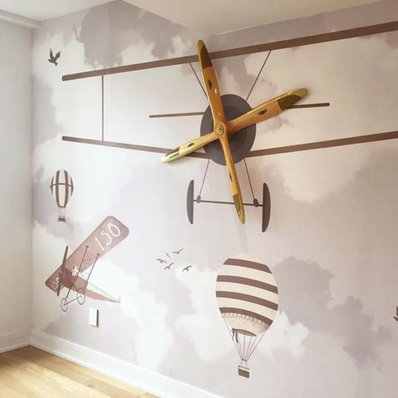 Wall painting in a nursery for a boy