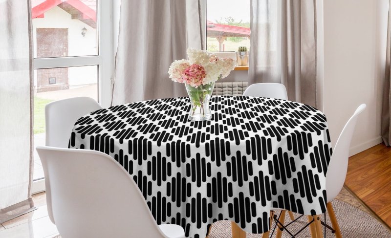 Round tablecloth on the table