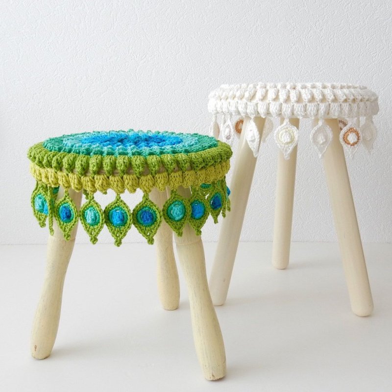 Knitted case on a stool