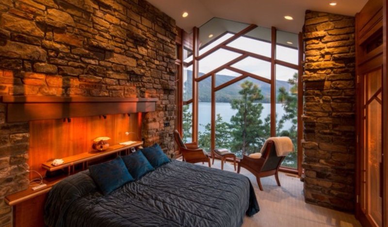 Cozy bedroom with fireplace