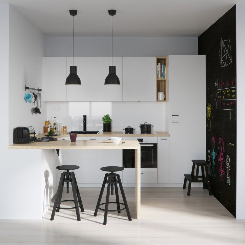 Skandi kitchen with a bar