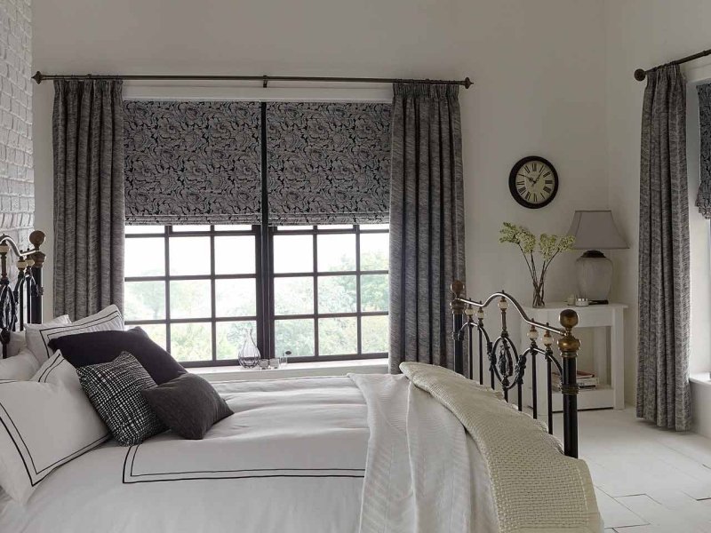 Curtains in the bedroom in a modern style