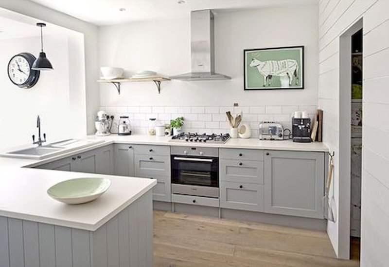 Gray kitchen in the Scandinavian style