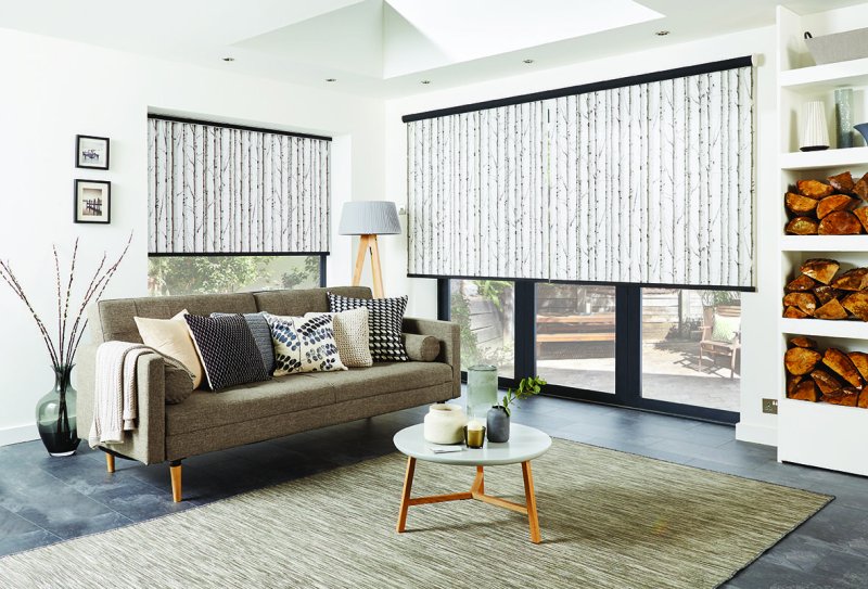 Blinds in the living room in a modern style