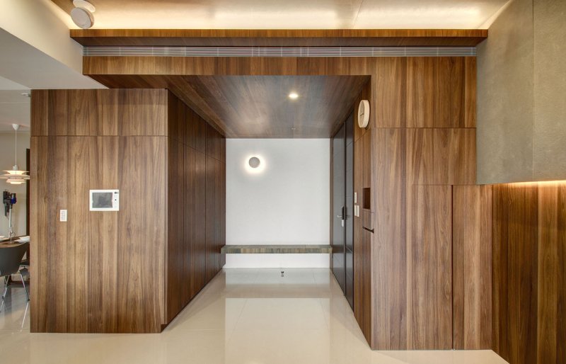 Wooden panels in the hallway