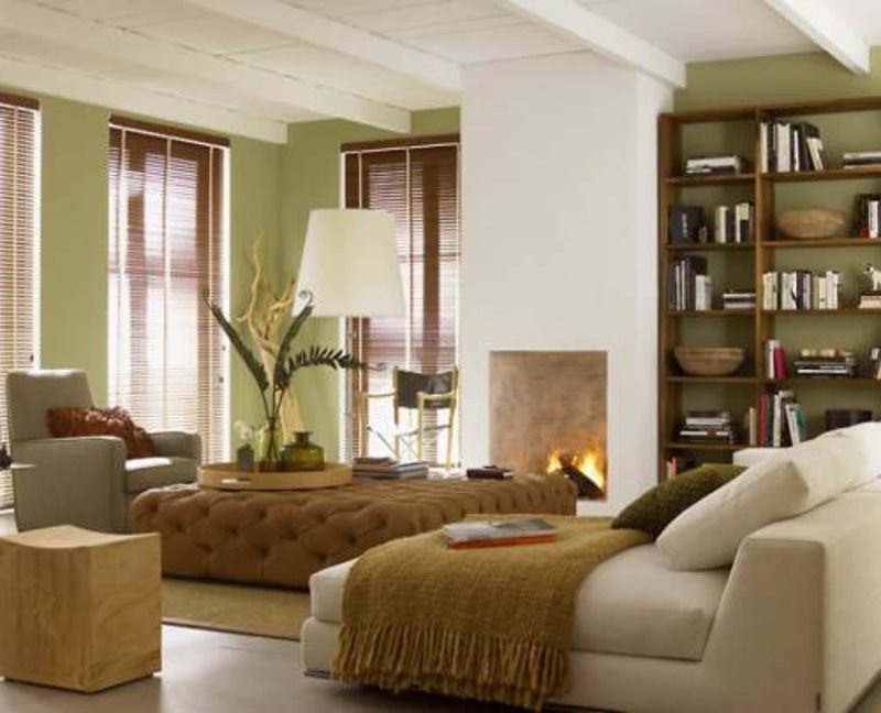 Living room in olive tones