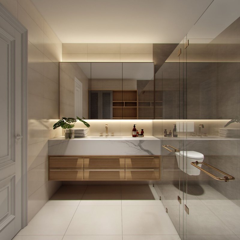 The interior of the bathroom in a modern style