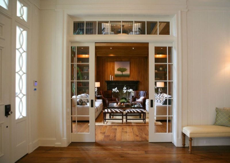 Sliding doors with a transom interior