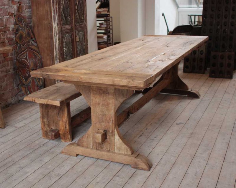 The table is wooden