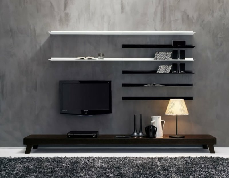 Living room shelves in a modern style