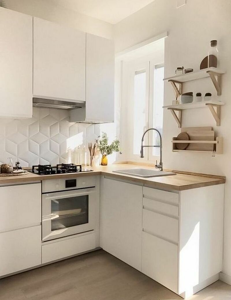 White kitchen in the Scandinavian style