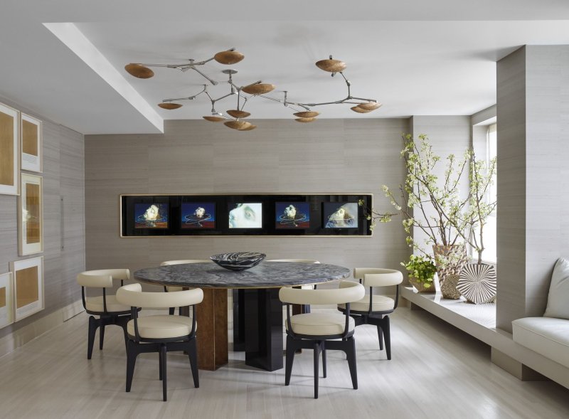 Dining table in the interior of the contemporary