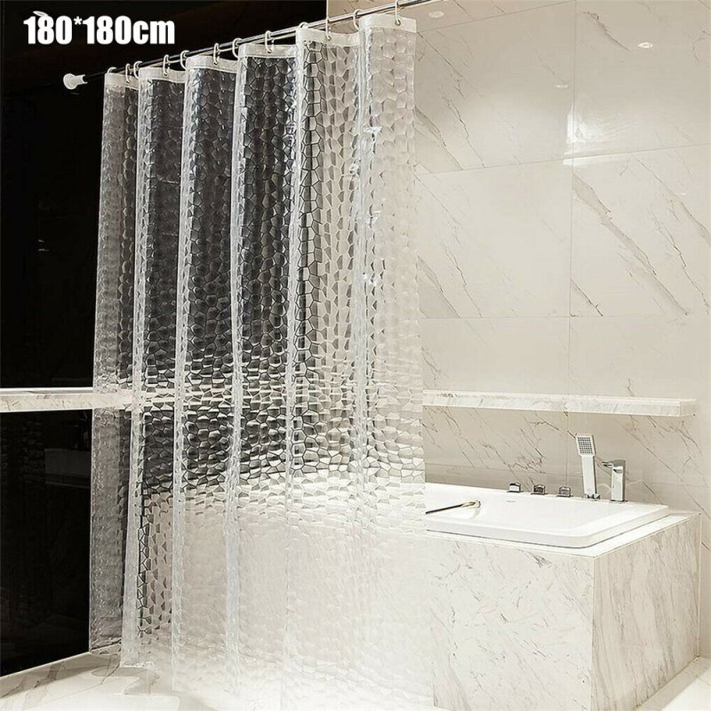 The curtain for the bath is transparent