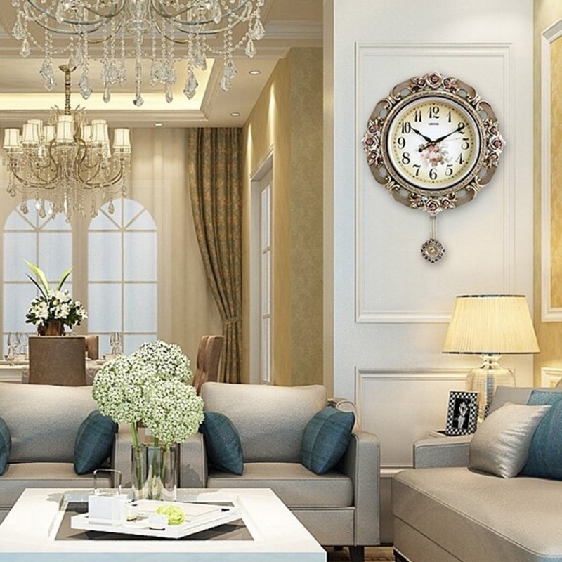 Wall clock in the interior of the living room