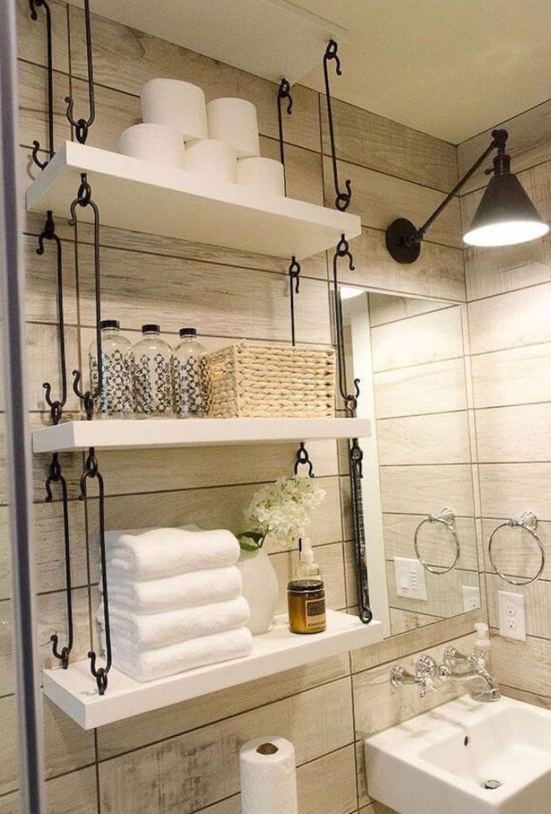 Shelves in the bathroom design