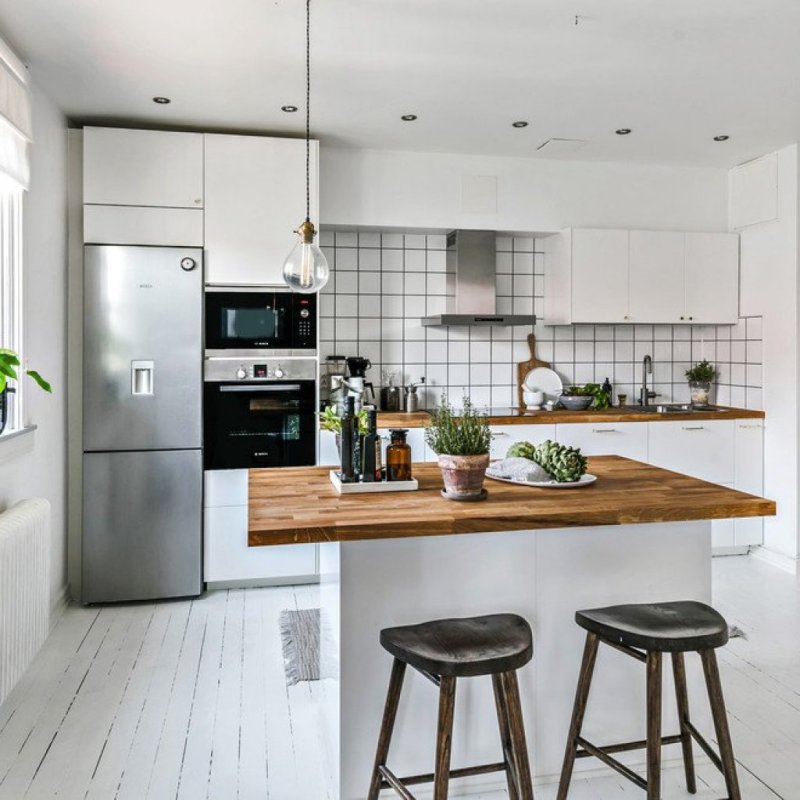 White kitchen in the Scandinavian style