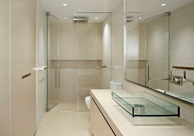 Bathroom with a glass partition