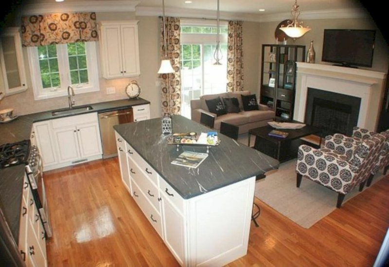 Kitchen living room with a island in a private house