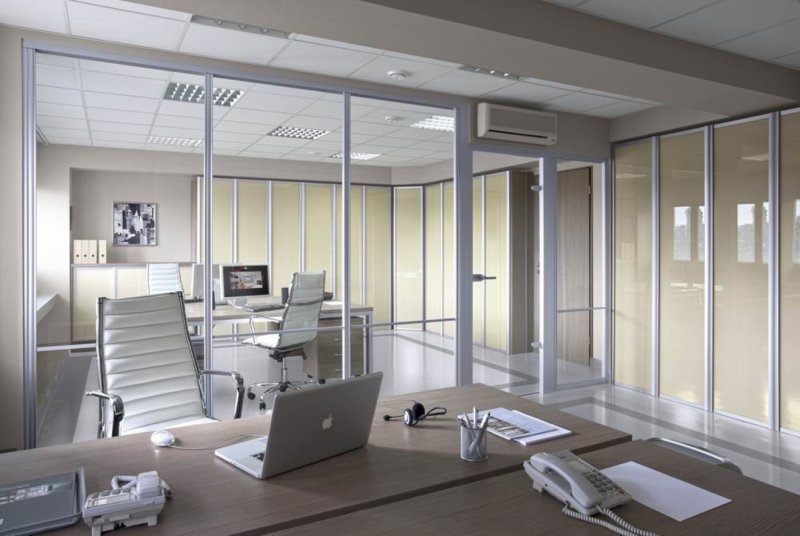 Glass office partitions