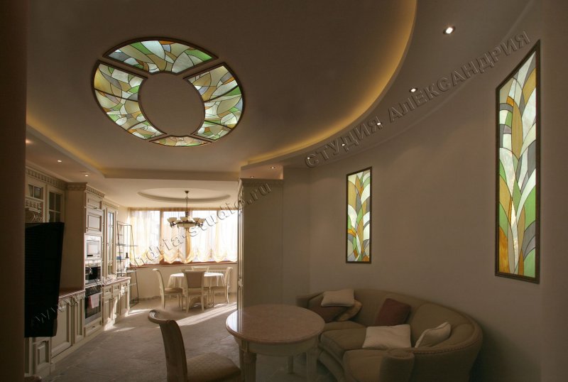 Stained ceiling with backlight