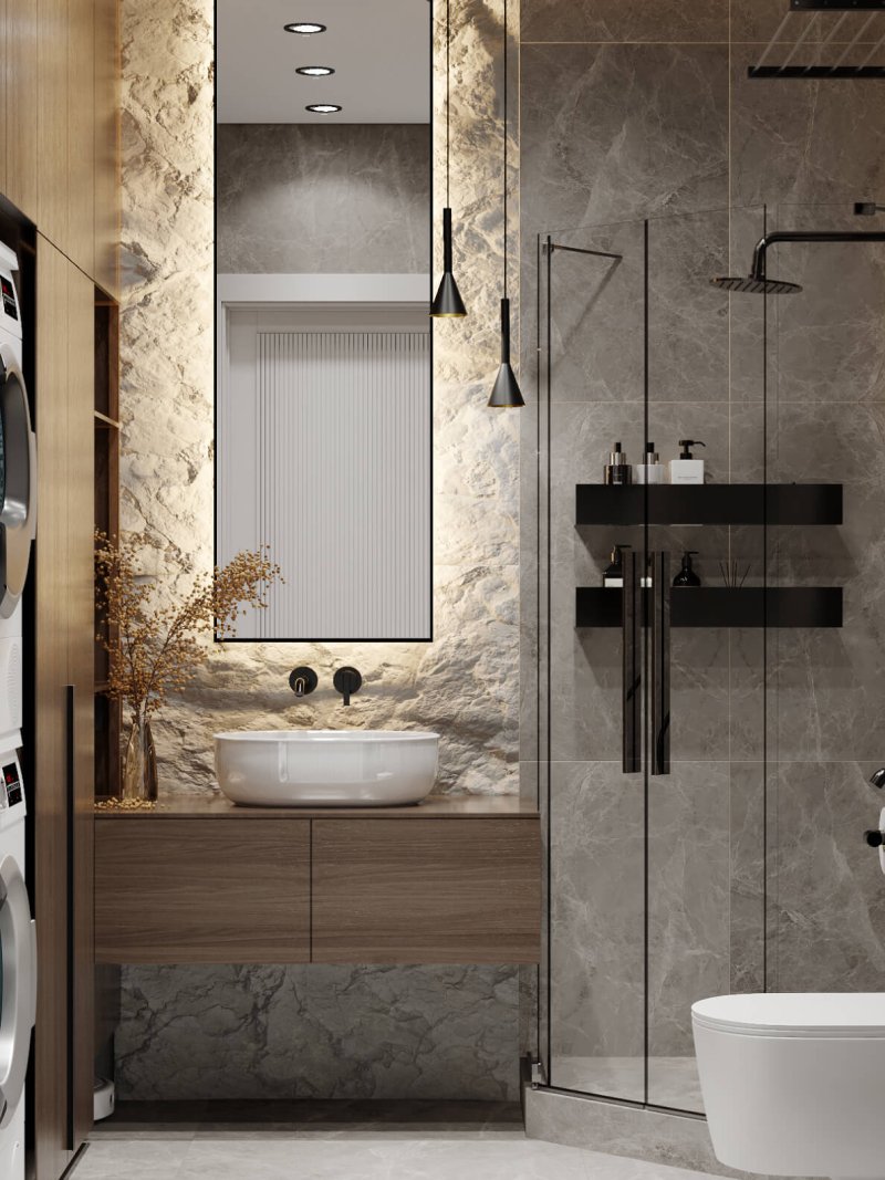 The modern design of the bathroom