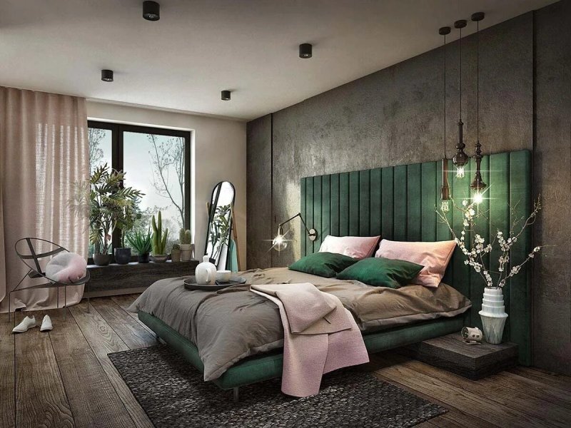 Emerald tones bedroom