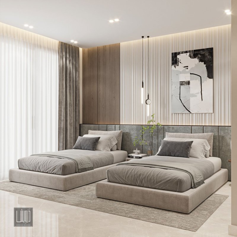 The interior of the bedrooms in a modern style