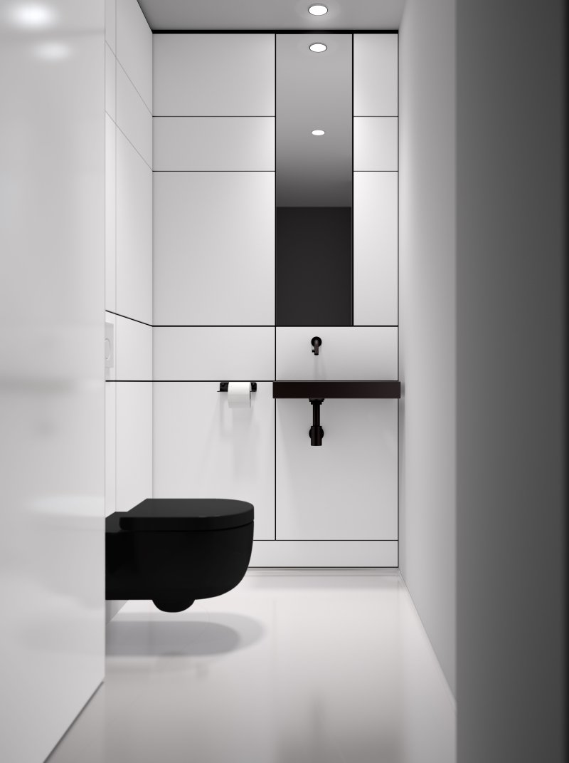 Small bathroom in the style of minimalism