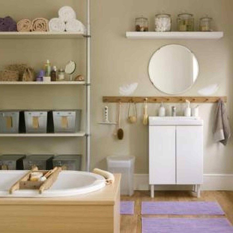 Open shelves in the bathroom