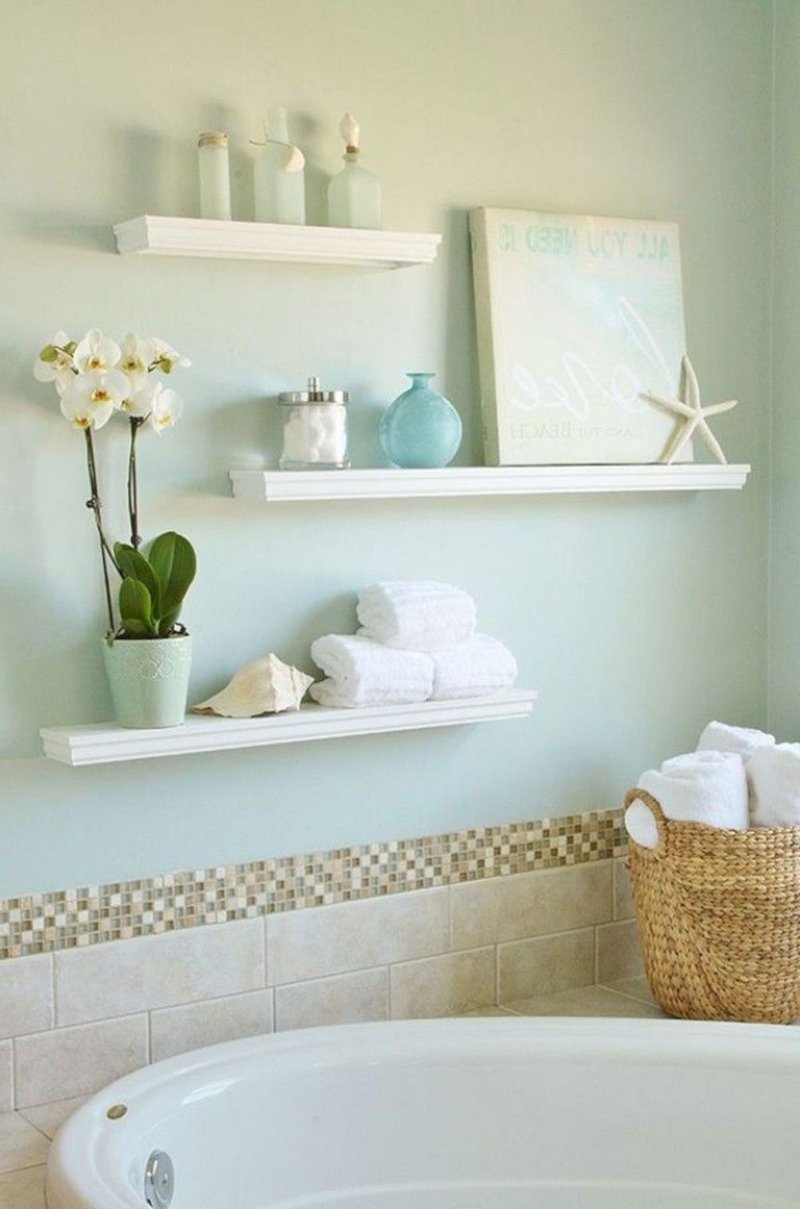 Shelves in the bathroom design