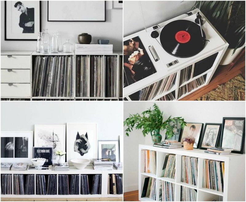 Vinyl records in the interior