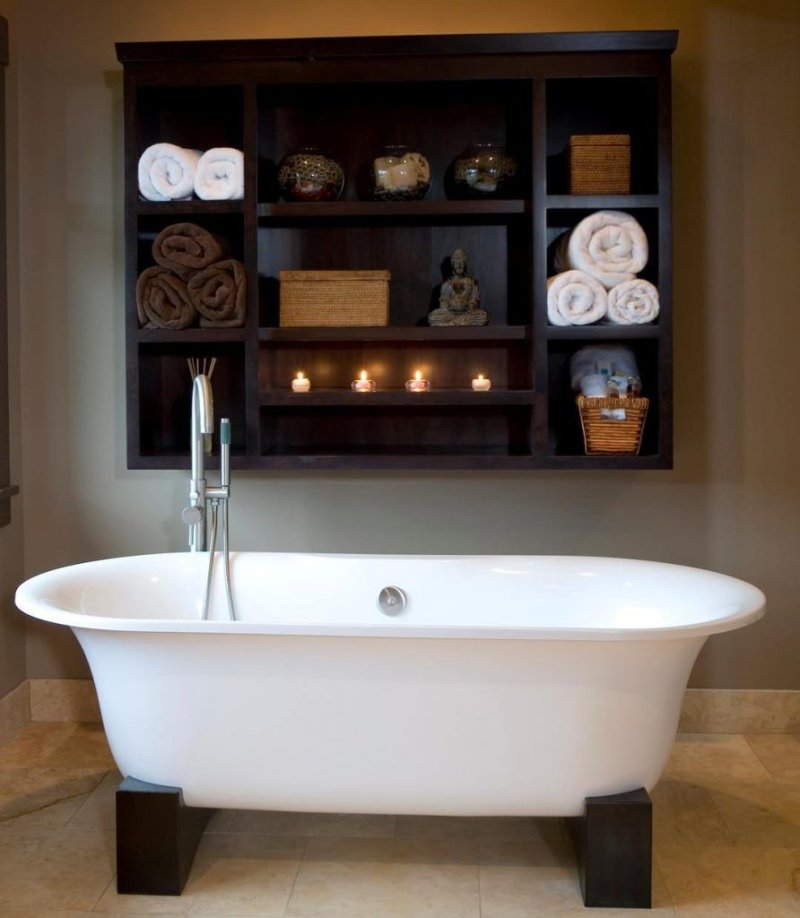 Modern shelves in the bathroom