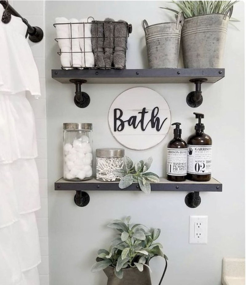 Loft -style bathroom shelf