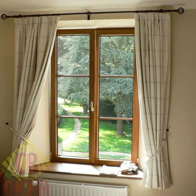 Windows with curtains