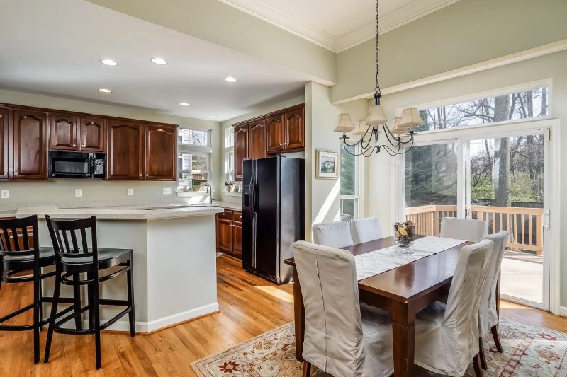 Dining room kitchen design in a private house