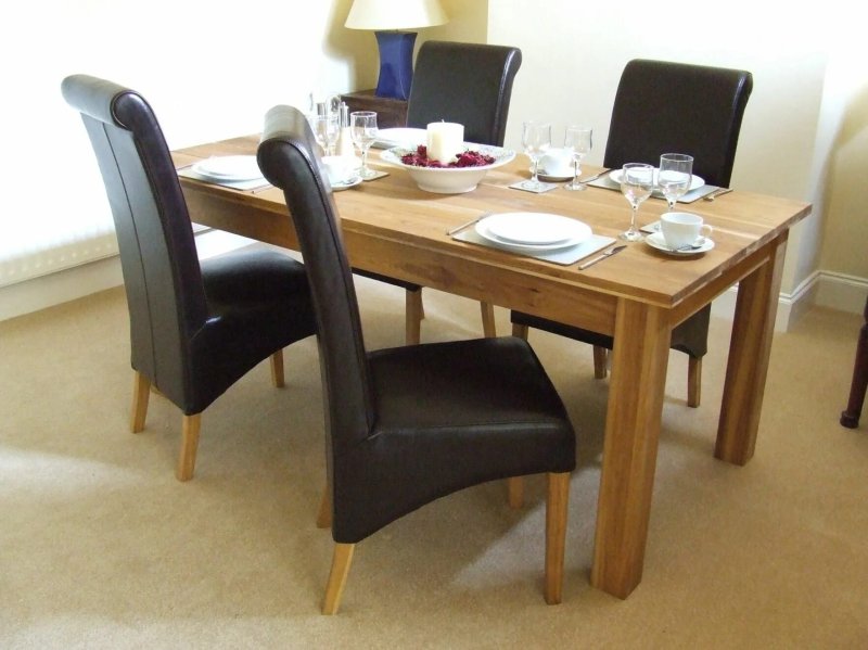 The table is wooden dining