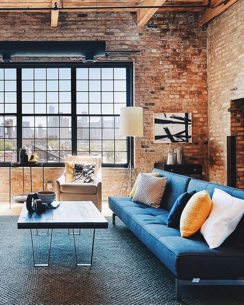 Living room loft red brick