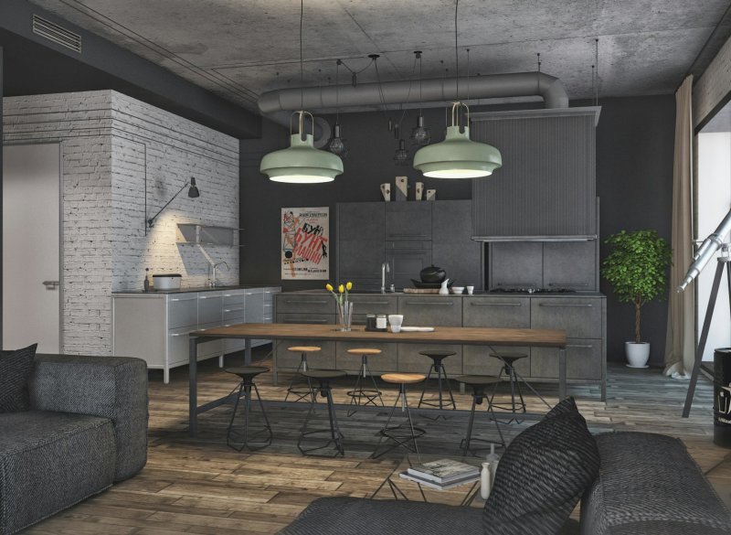 Interior in the style of industrial chic