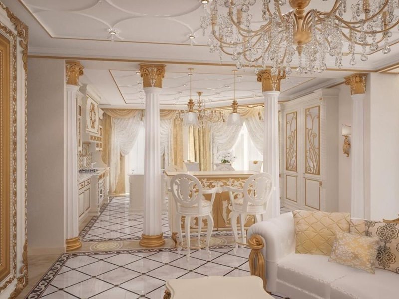 Baroque style in the interior of the living room