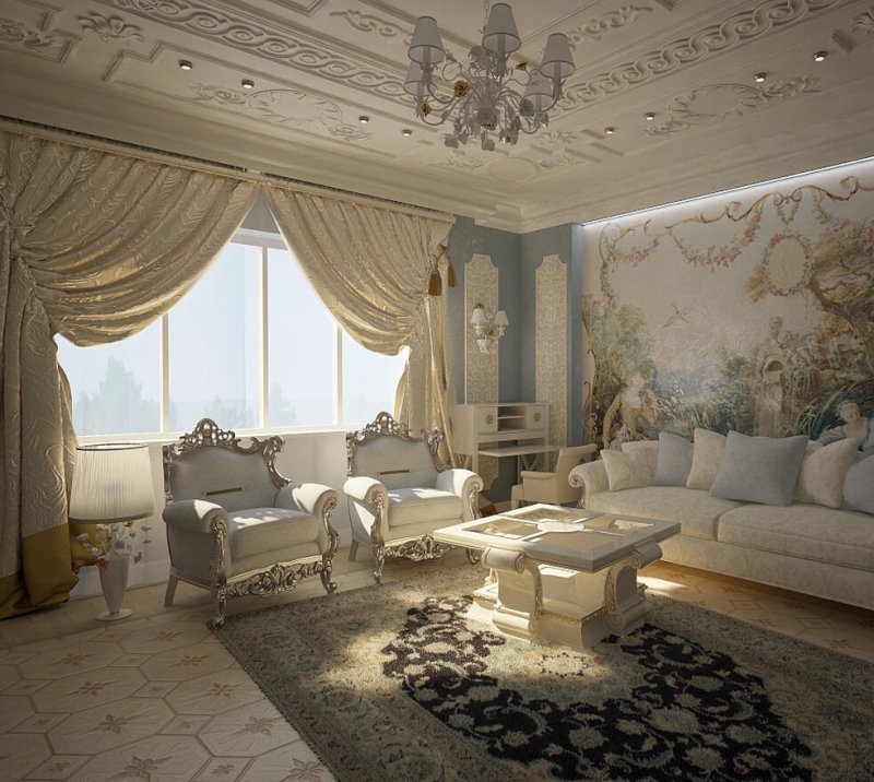 Baroque style in the interior of the living room