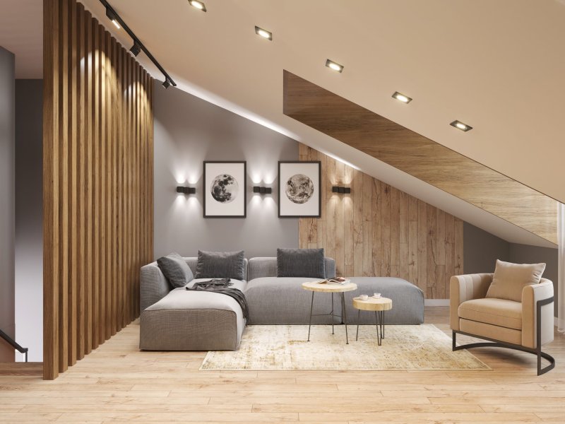 The interior of the attic floor in a private house