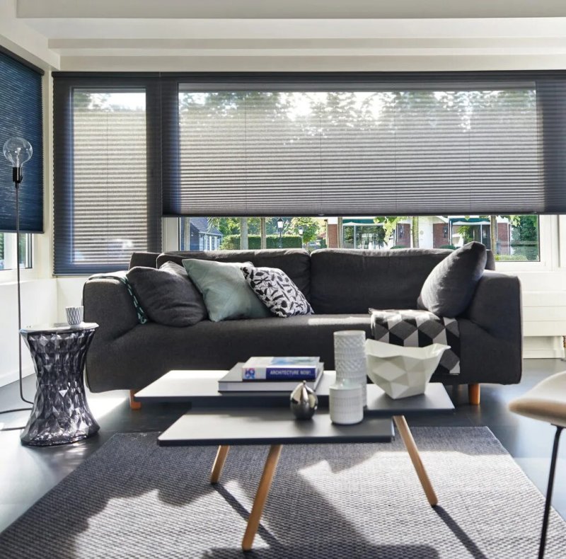 Blinds in the living room in a modern style