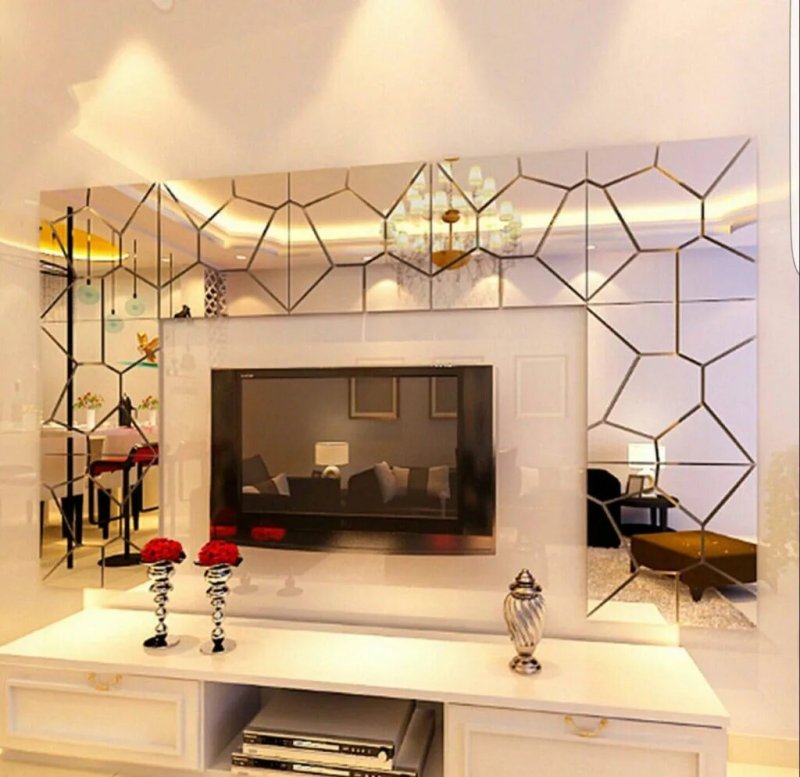 Mirror panel in the interior of the living room