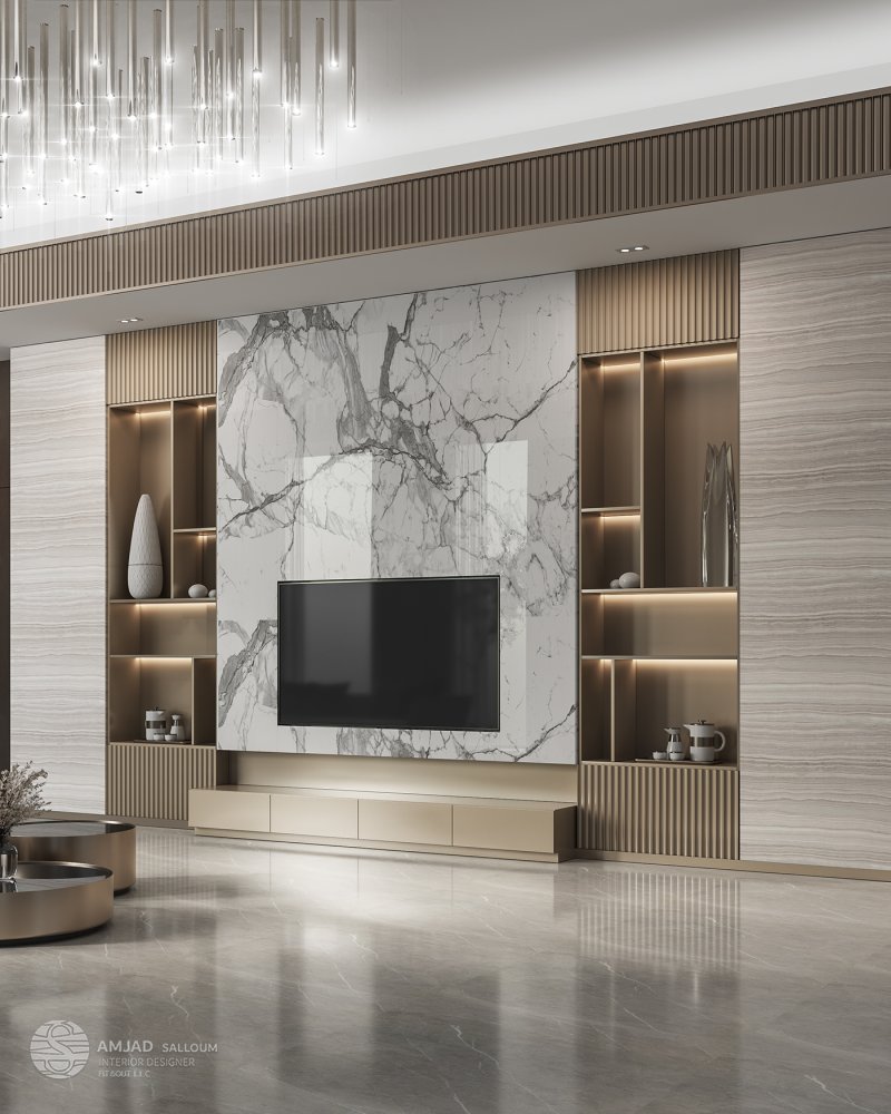 Design TV Zone in the living room in a modern style