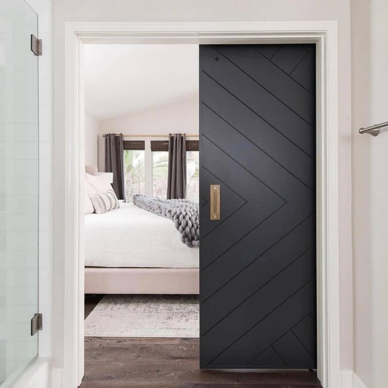 Barn door in the interior loft